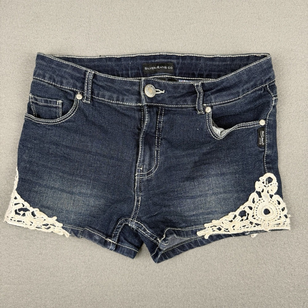 Silver Jeans Shorts Womens‎ 14 Blue Lacy Short